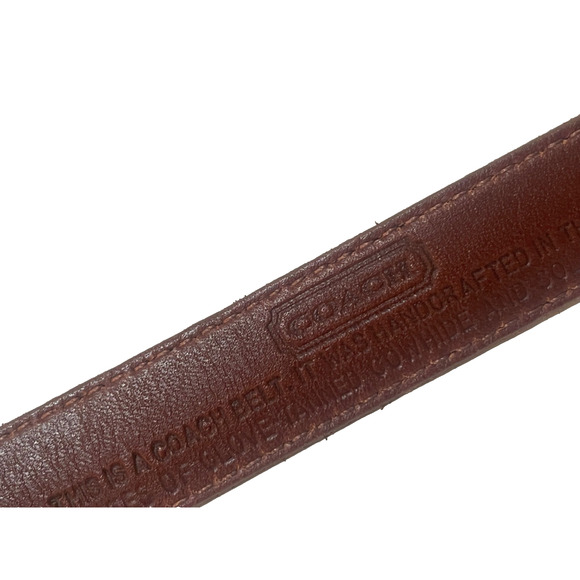 Coach Brown Leather Skinny Belt Handcrafted Cowhide Gold Buckle Women Size L - Picture 13 of 13